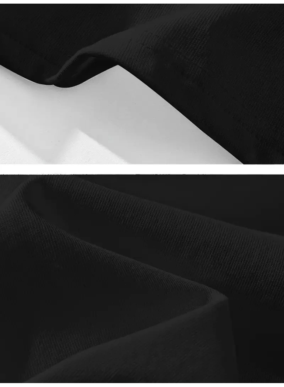 Baskılı Oversize Bisiklet Yaka T-shirt - Siyah