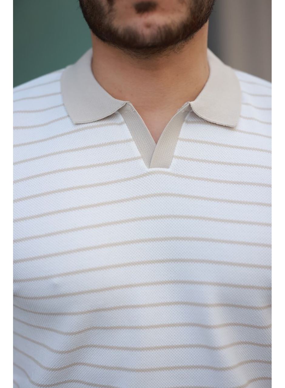 Erkek Kısa Kollu çizgi Desenli örme Kumaş Tshirt