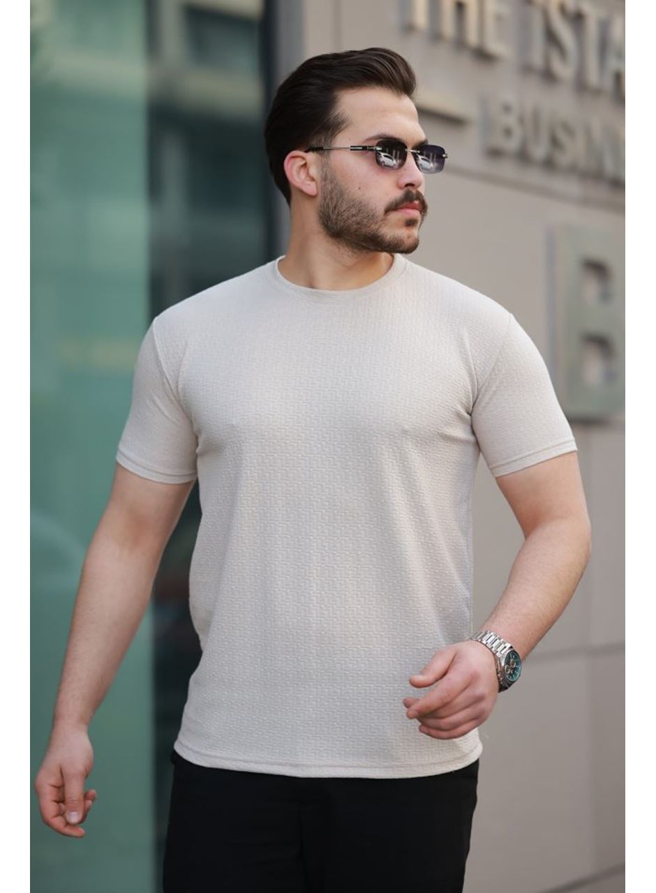 Erkek Kısa Kollu Zigzag Desenli T-shirt
