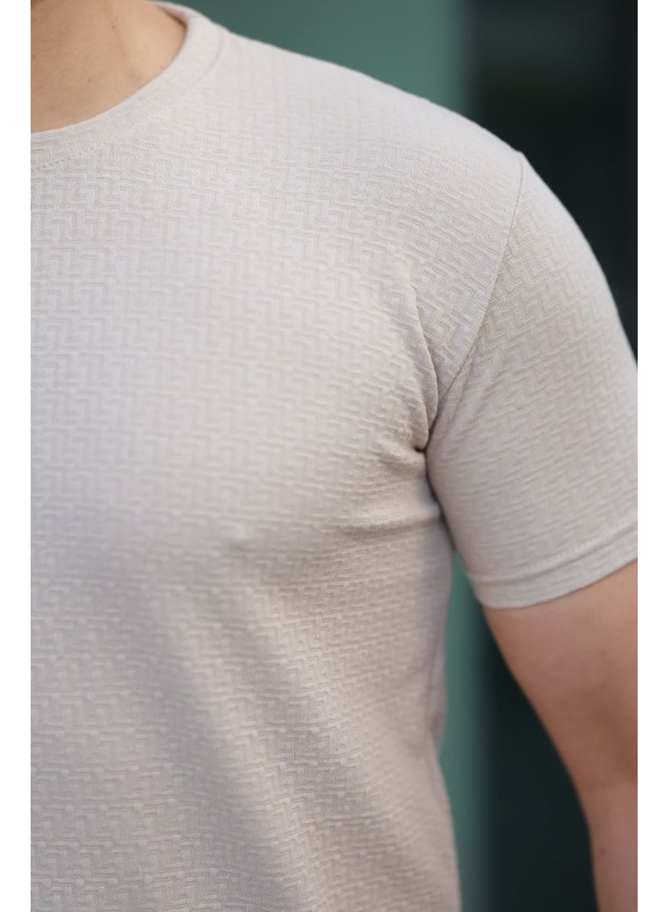 Erkek Kısa Kollu Zigzag Desenli T-shirt