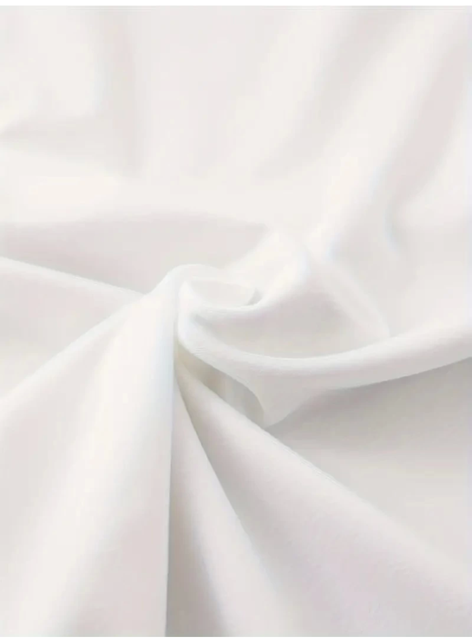 Baskılı Oversize Bisiklet Yaka T-shirt - Beyaz