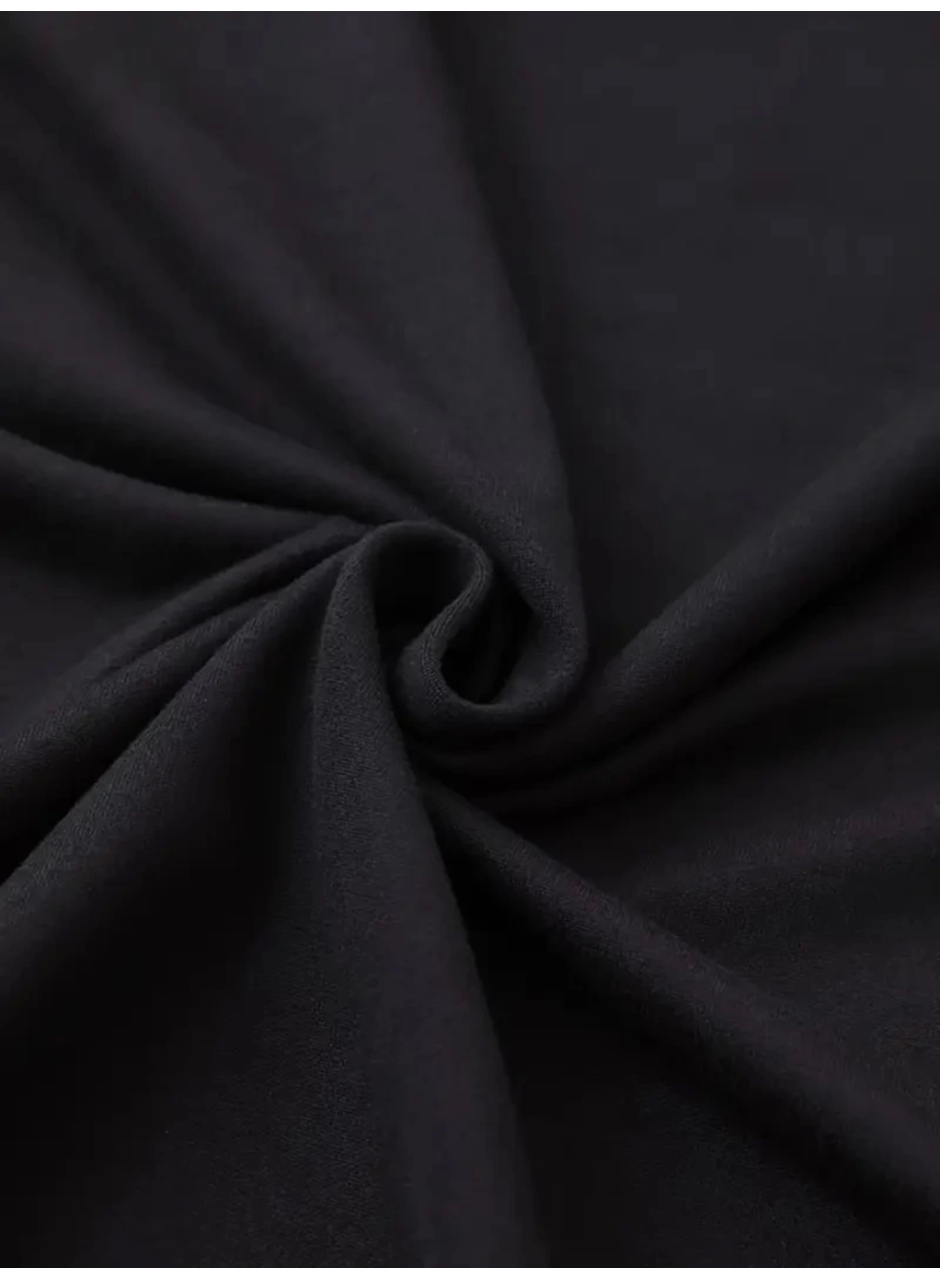 Baskılı Oversize Bisiklet Yaka T-shirt - Siyah