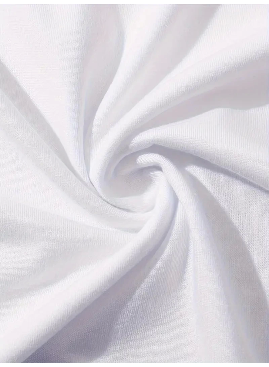 Baskılı Oversize Bisiklet Yaka T-shirt - Beyaz