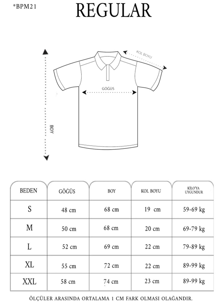 Yakası Düğmeli Yakalı Pike Baskılı T-Shirt - Beyaz