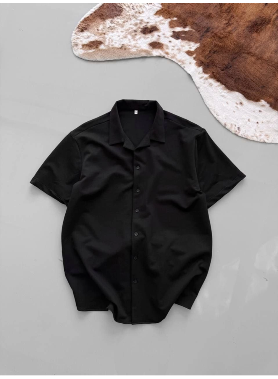 İki İplik Kumaş Gömlek - Siyah