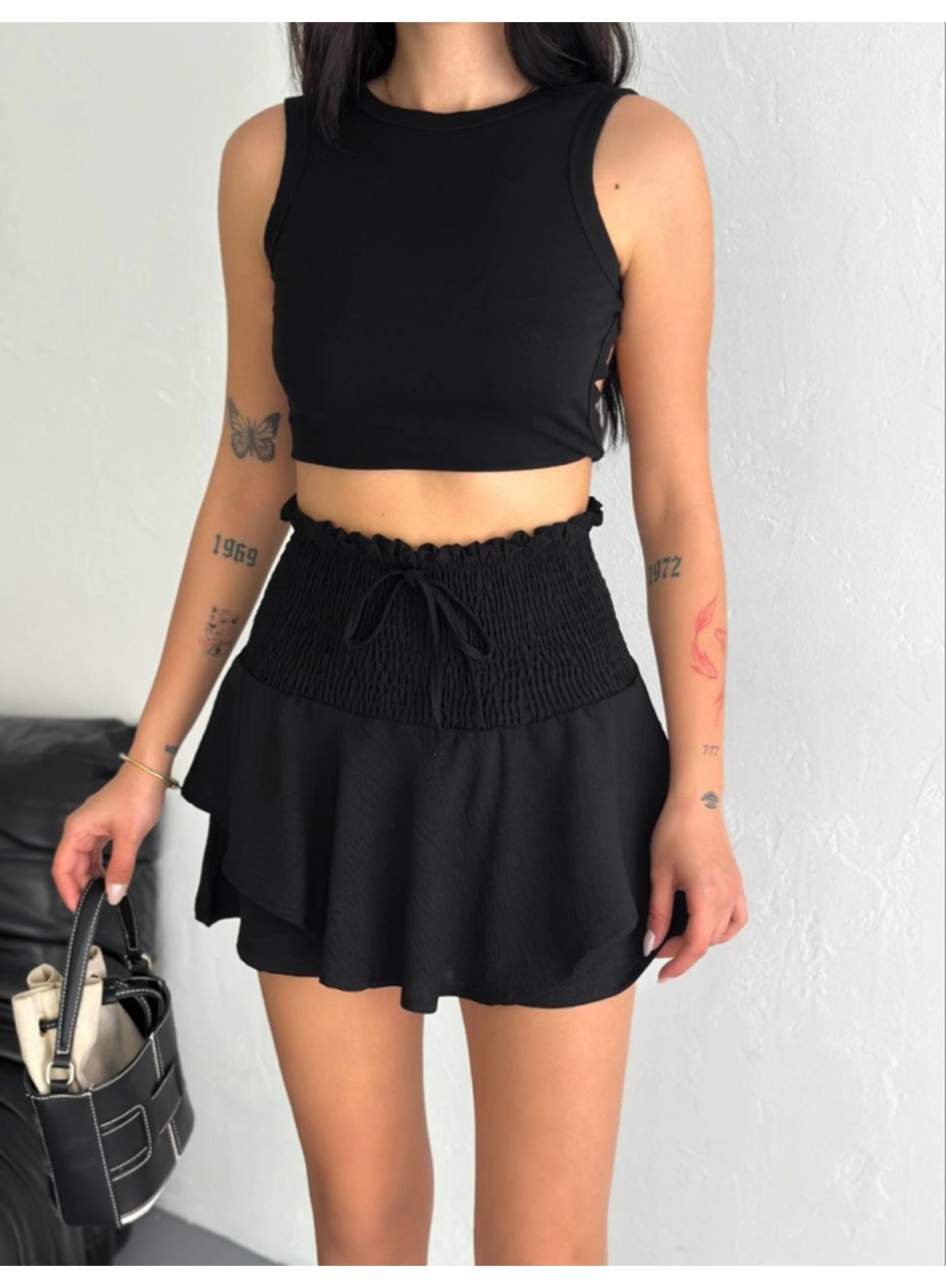 Ayrobin Şortlu Etek - Siyah
