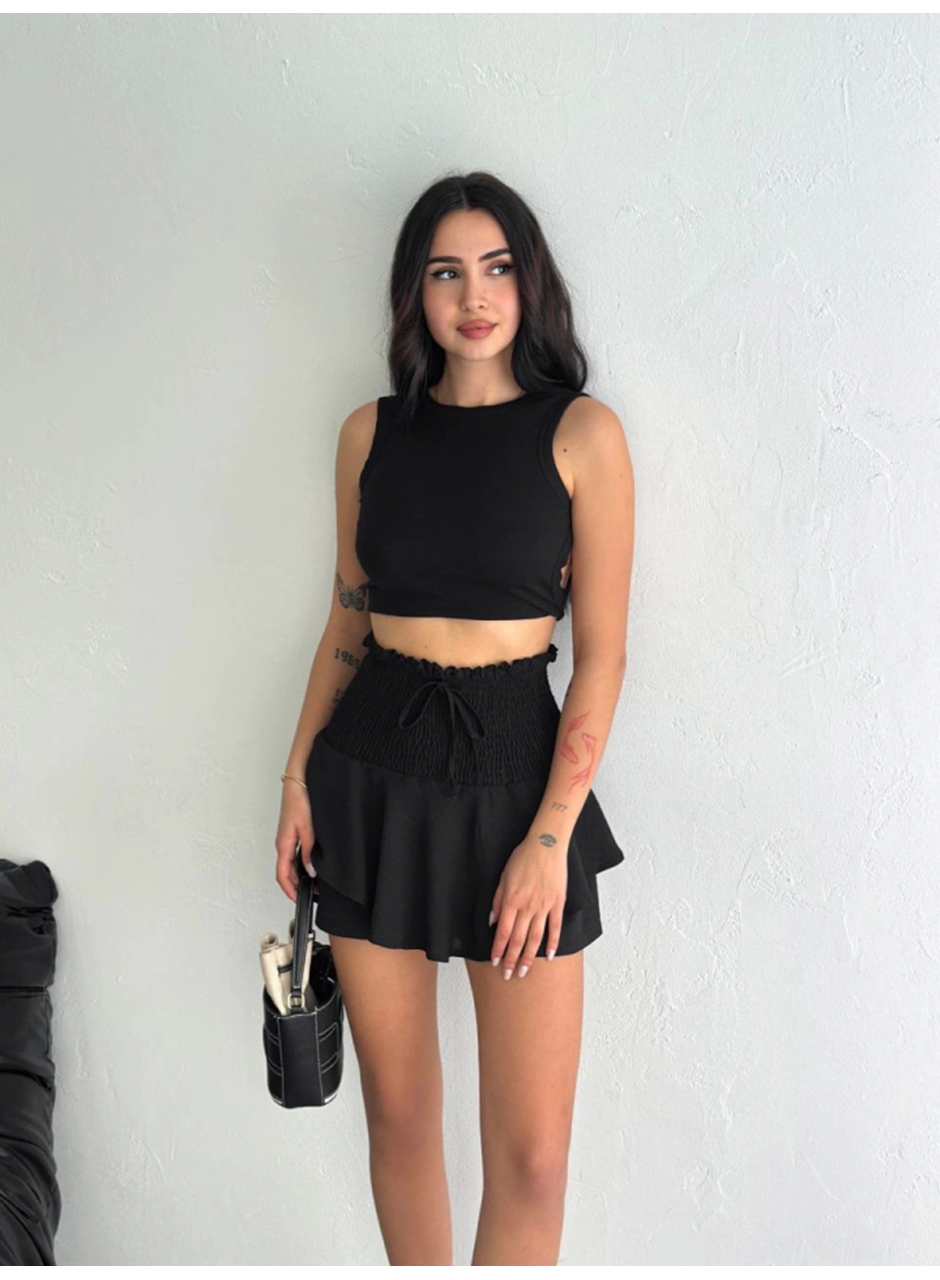 Ayrobin Şortlu Etek - Siyah