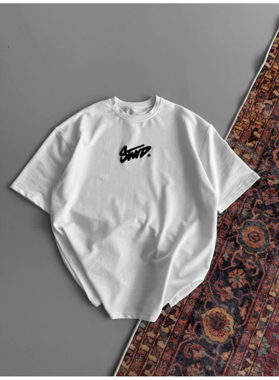Baskılı Oversize T-shirt - Beyaz