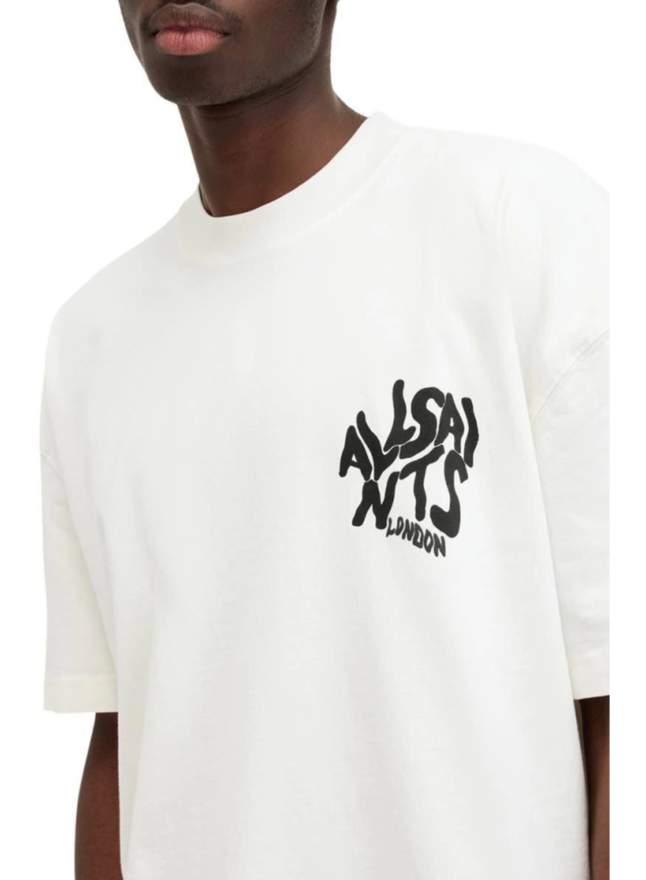 Erkek Baskılı Oversize T-shirt - Beyaz