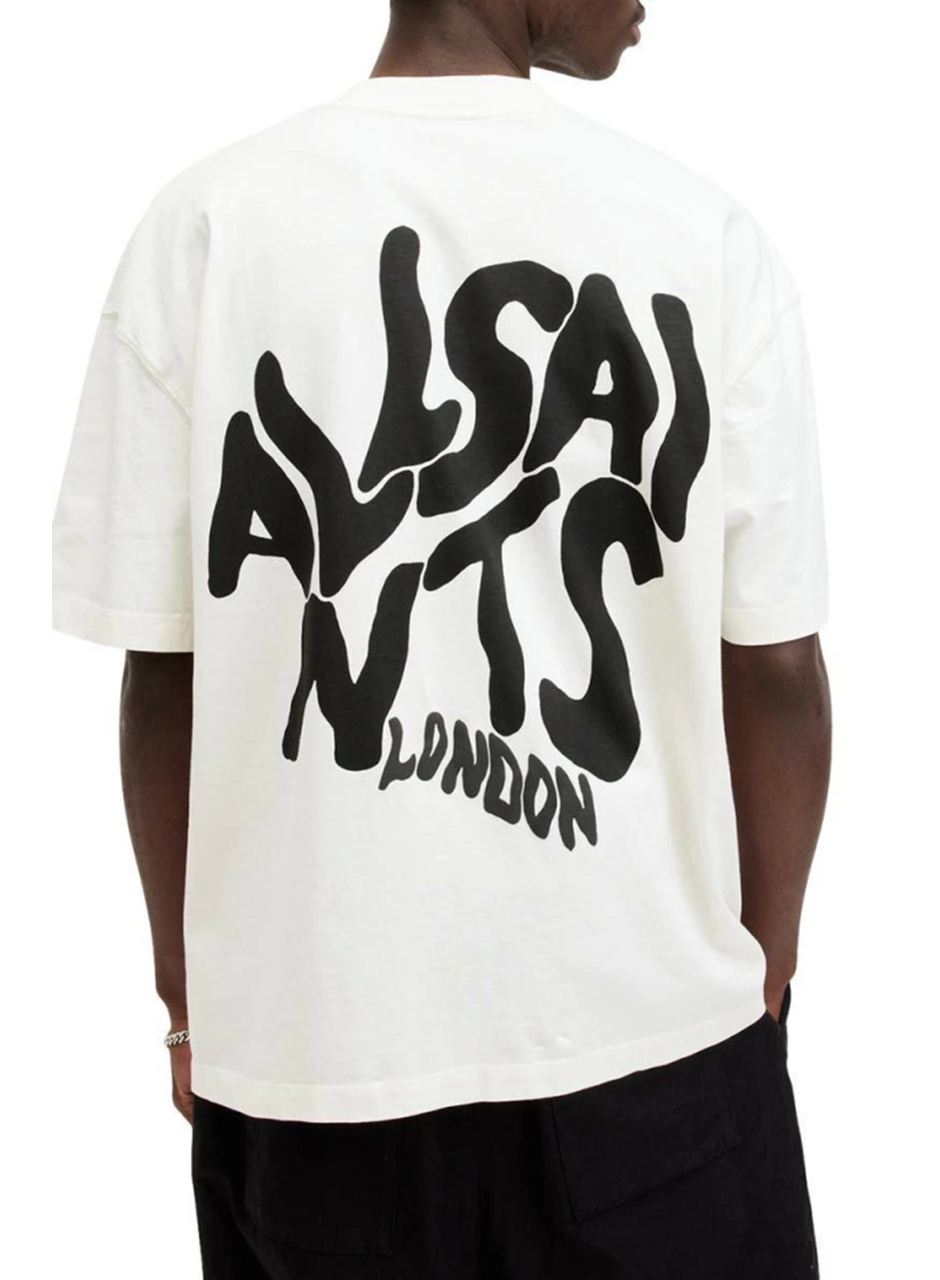 Erkek Baskılı Oversize T-shirt - Beyaz