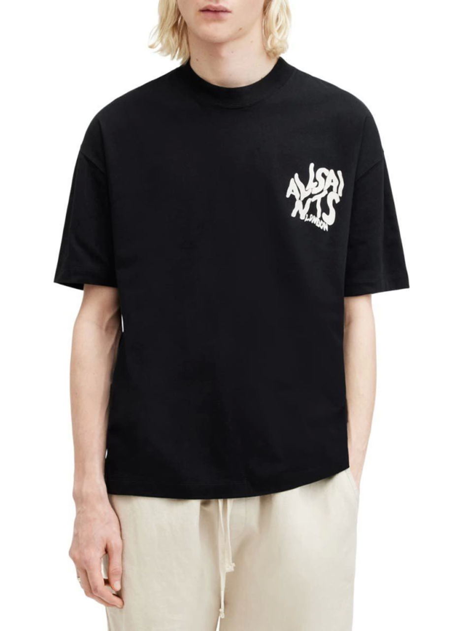 Erkek Baskılı Oversize T-shirt - Siyah