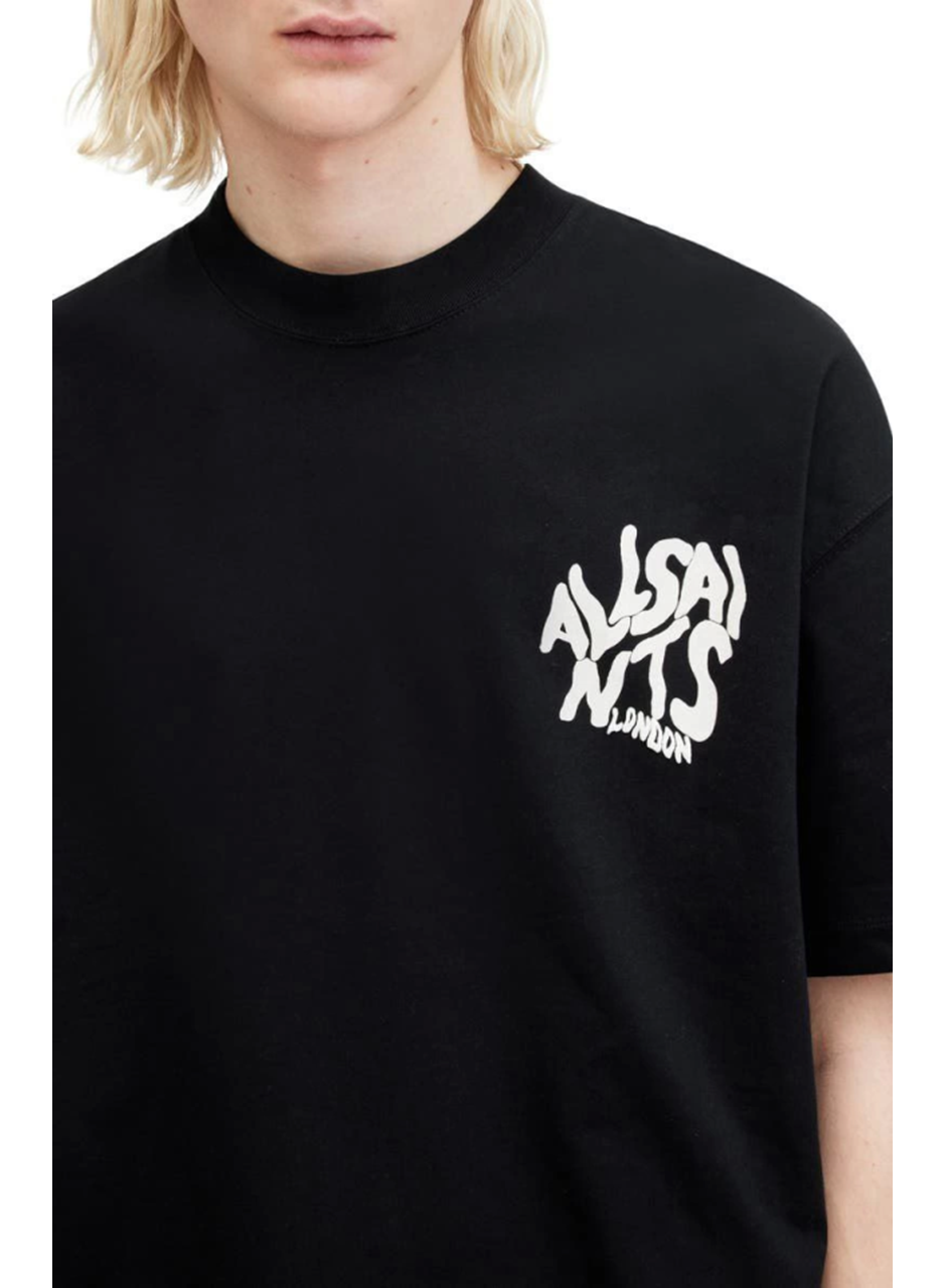 Erkek Baskılı Oversize T-shirt - Siyah