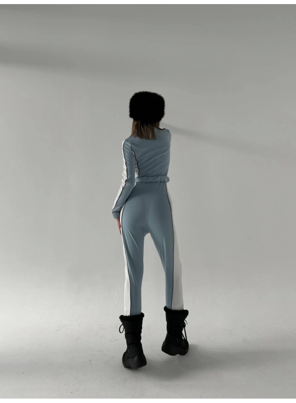 Kemer Detaylı Fermuarlı Tulum - Bebe Mavisi