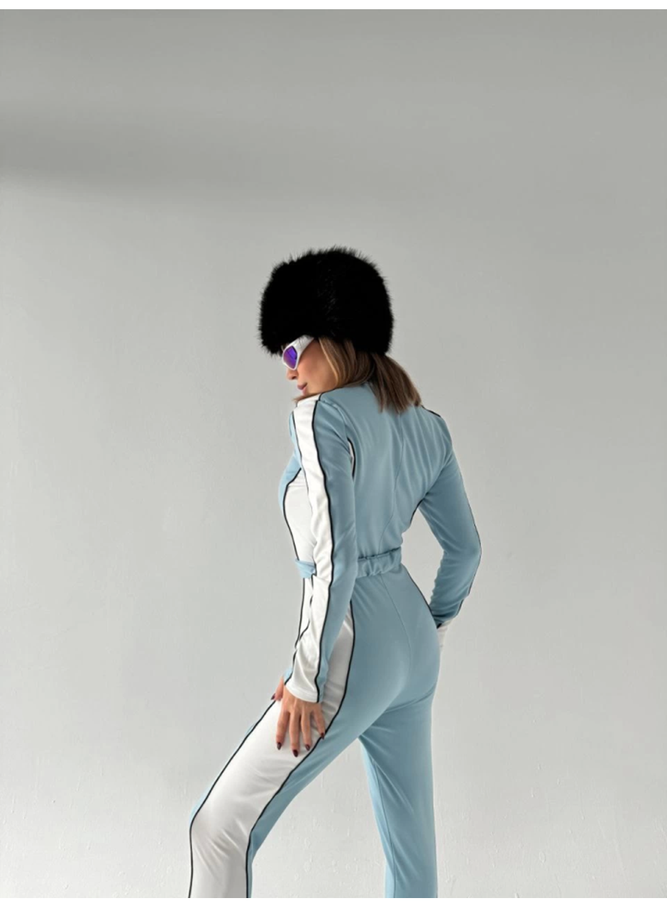 Kemer Detaylı Fermuarlı Tulum - Bebe Mavisi