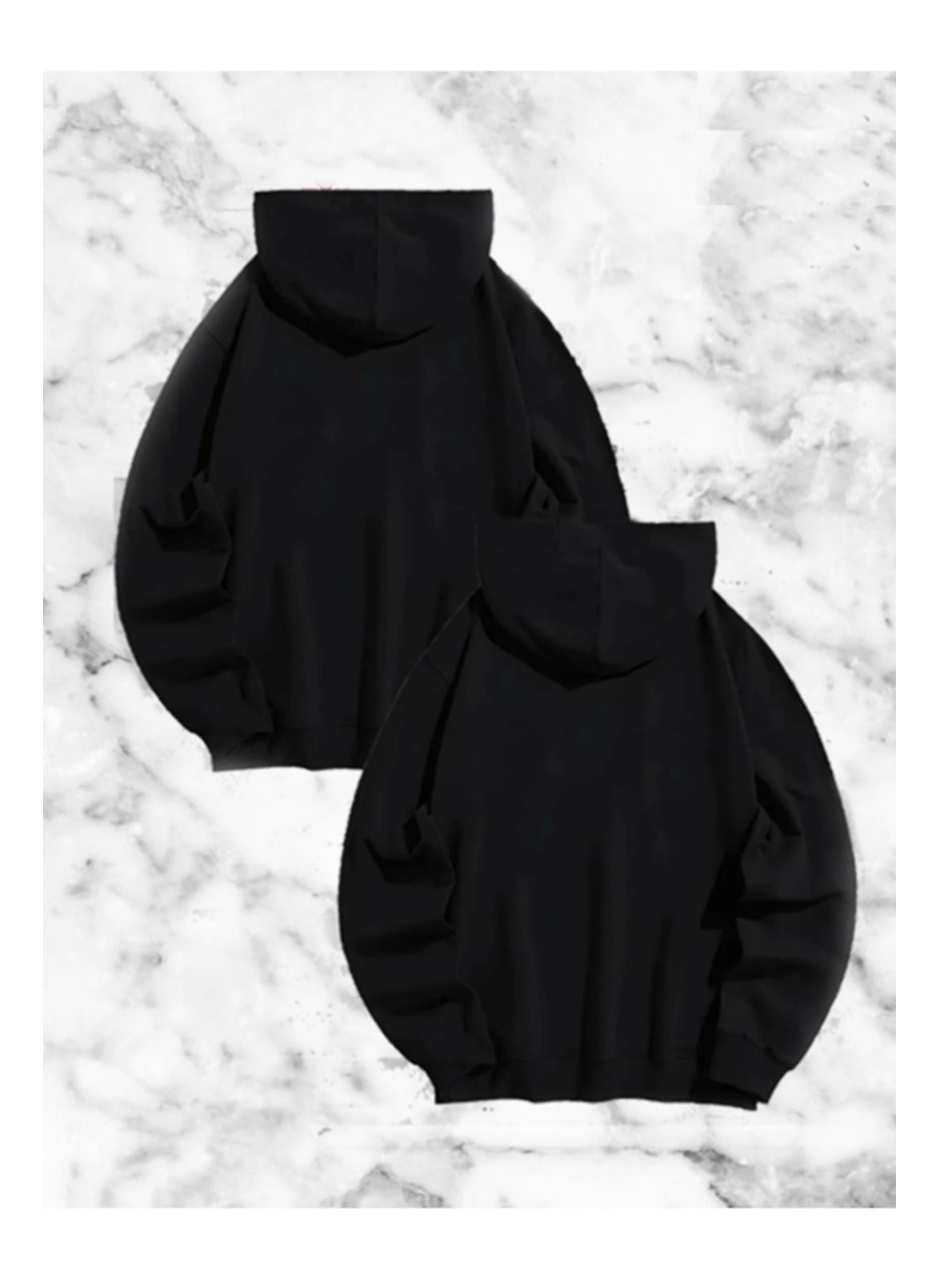 Örümcek Baskılı Sevgili Çift Kombini Kapüşonlu Sweatshirt - Hodie - Siyah