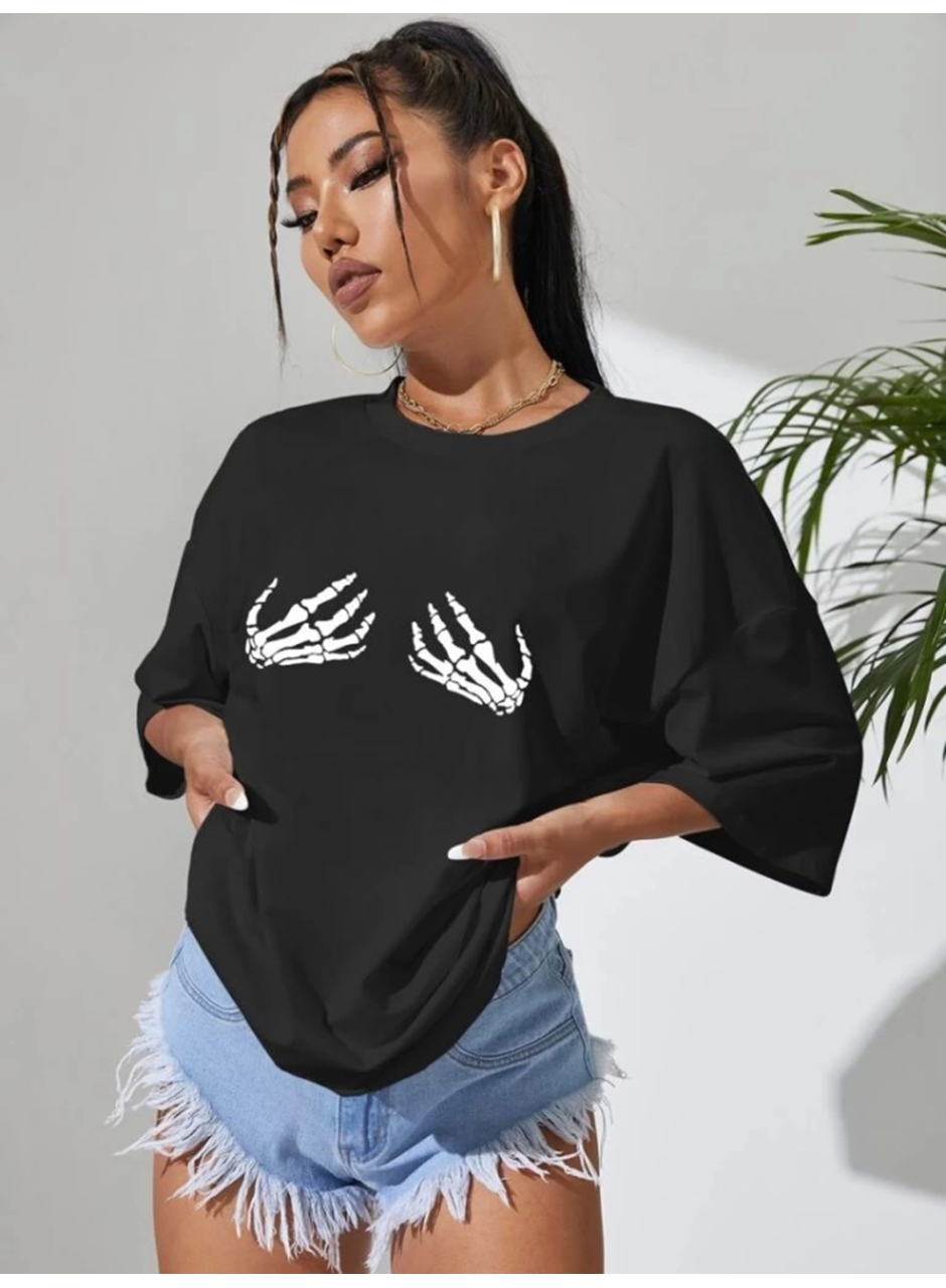 Baskılı T-shirt - Siyah