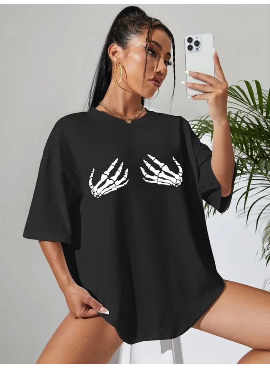 Baskılı T-shirt - Siyah