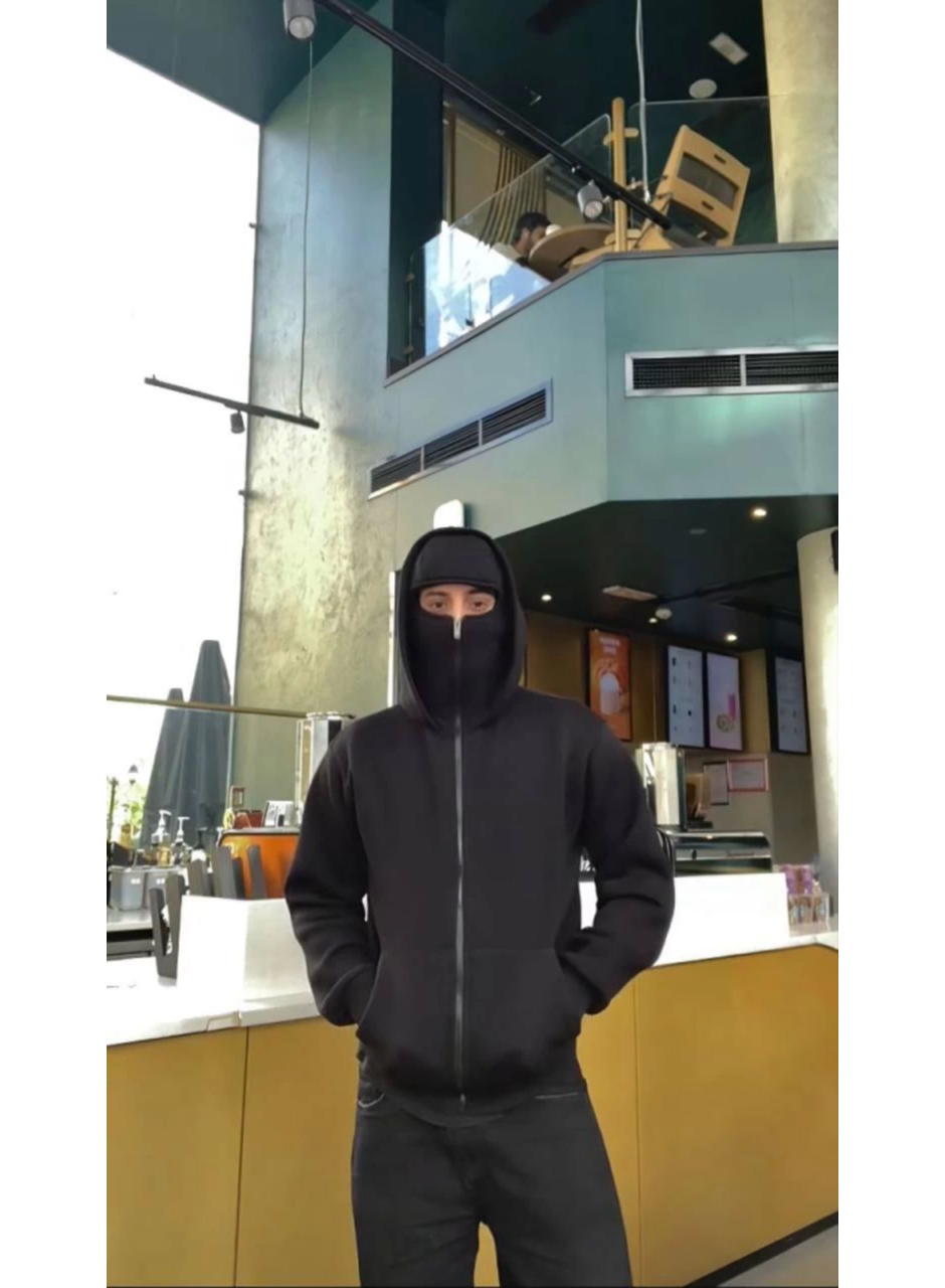 Samuray ZIP Fermuarlı Kapüşonlu SweatShirt- Siyah