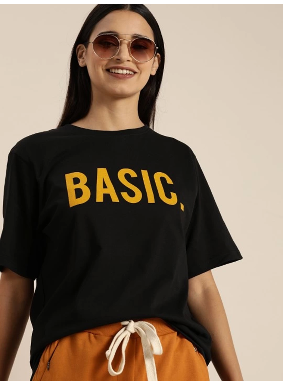 Baskılı T-shirt - Siyah