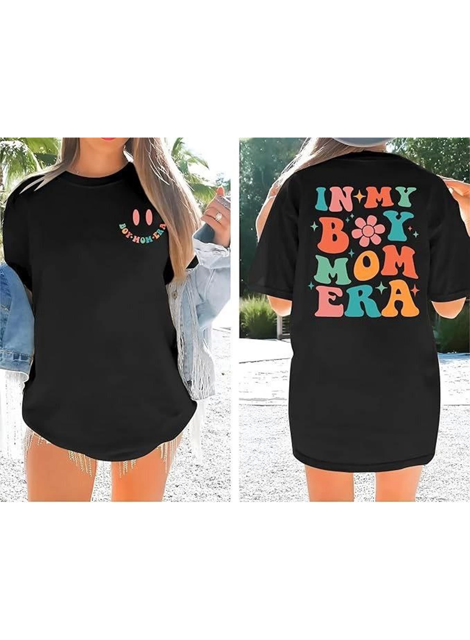 Bisiklet Yaka Kısa Kol Baskılı T-shirt - Siyah