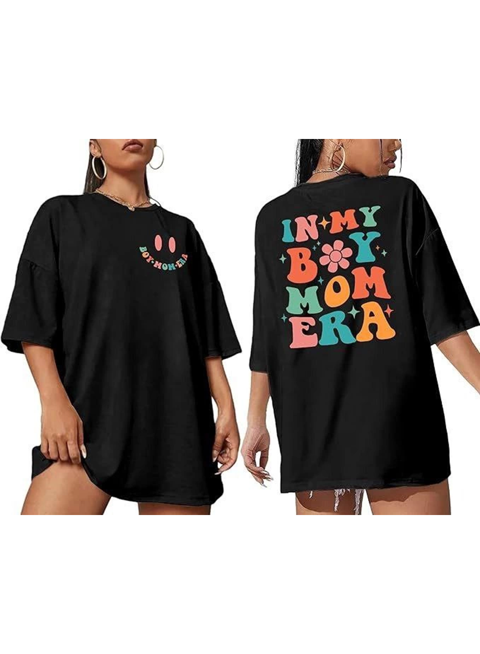 Bisiklet Yaka Kısa Kol Baskılı T-shirt - Siyah