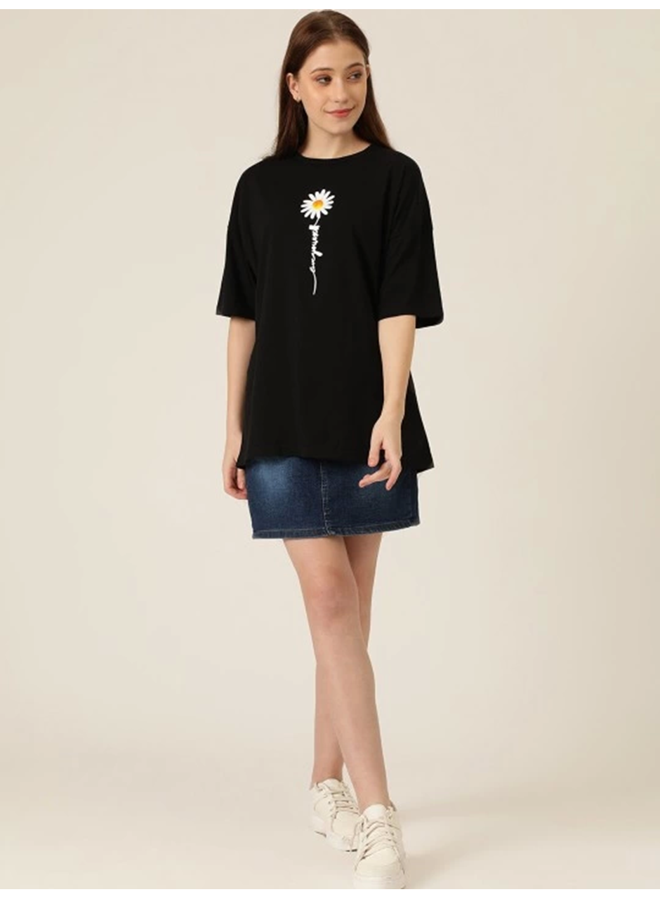 Baskılı T-shirt - Siyah