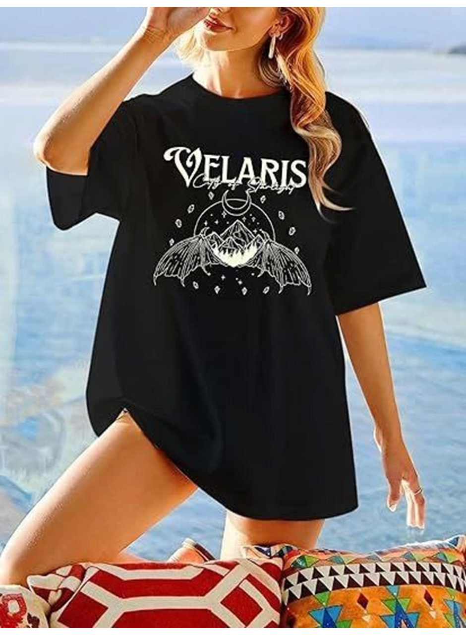 Bisiklet Yaka Baskılı T-shirt - Siyah