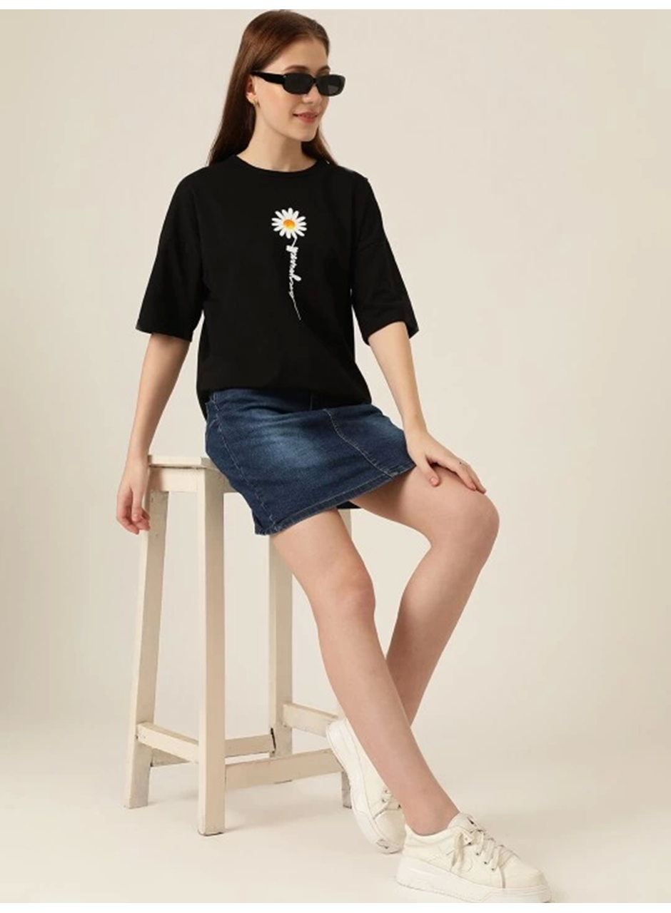 Baskılı T-shirt - Siyah