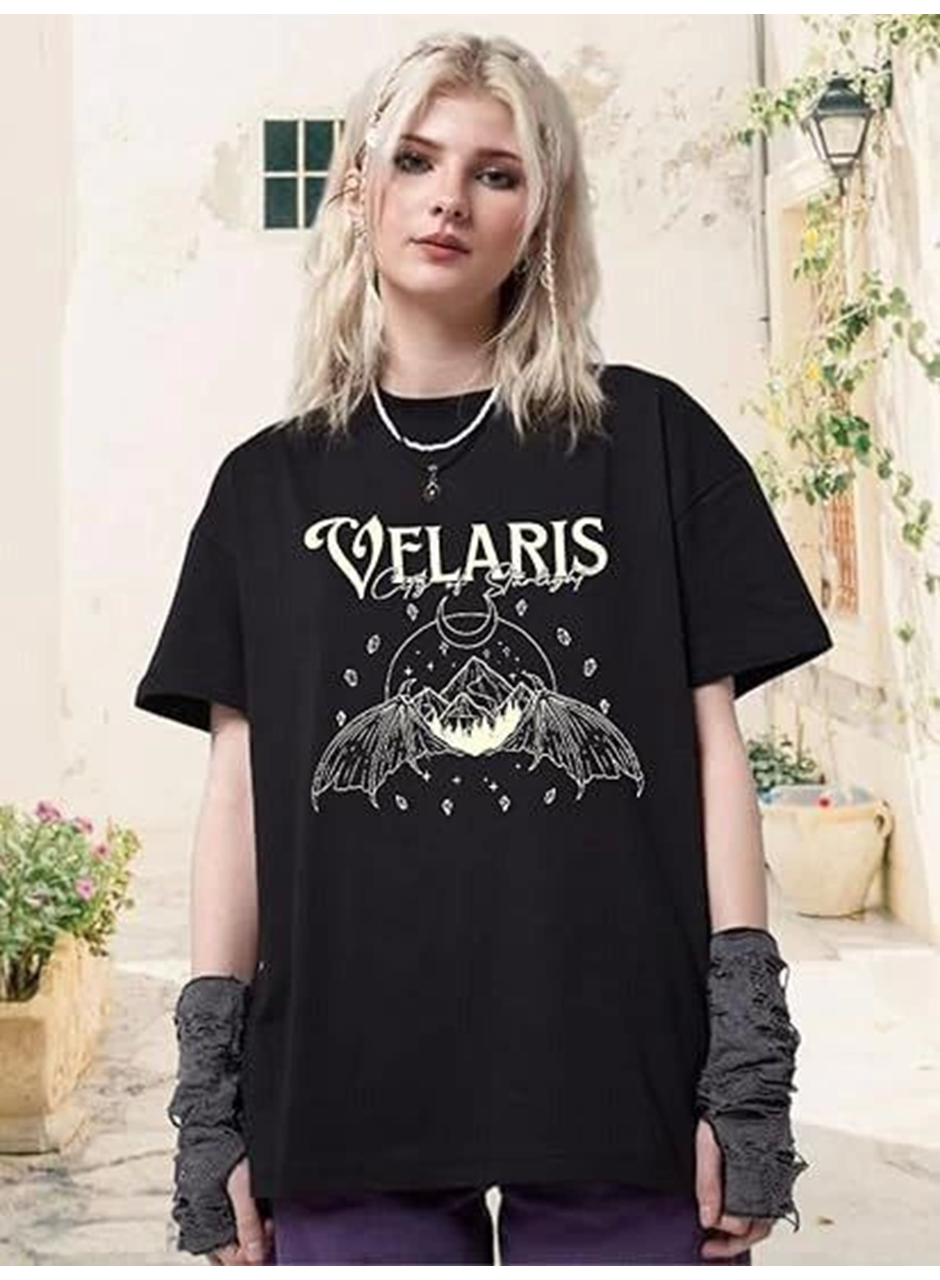 Bisiklet Yaka Baskılı T-shirt - Siyah