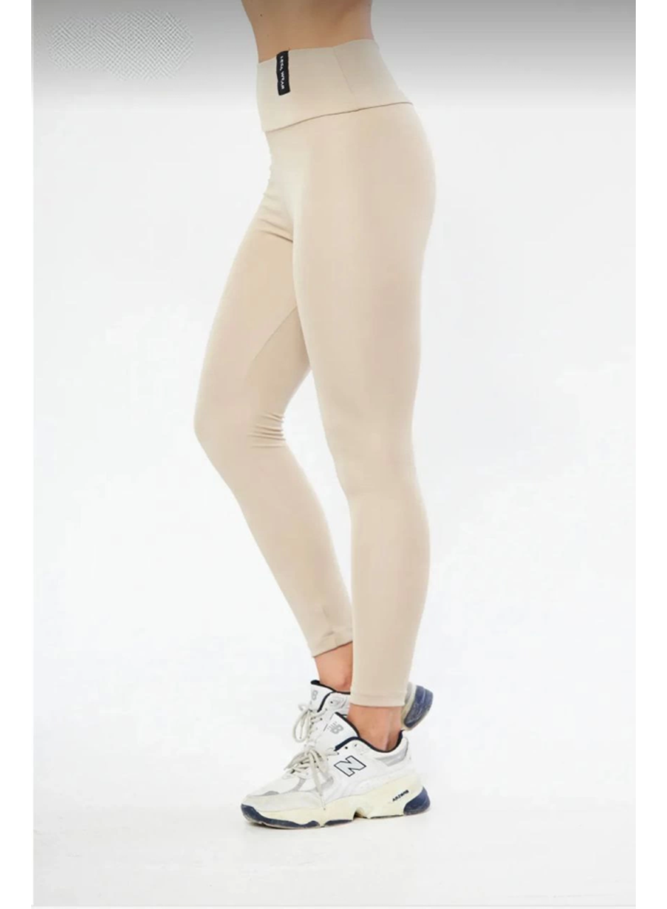 Kışlık Yüksek Bel Toparlayicı Ve Sıkılaştırıcı Likralı Şardonlu Tayt - Bej