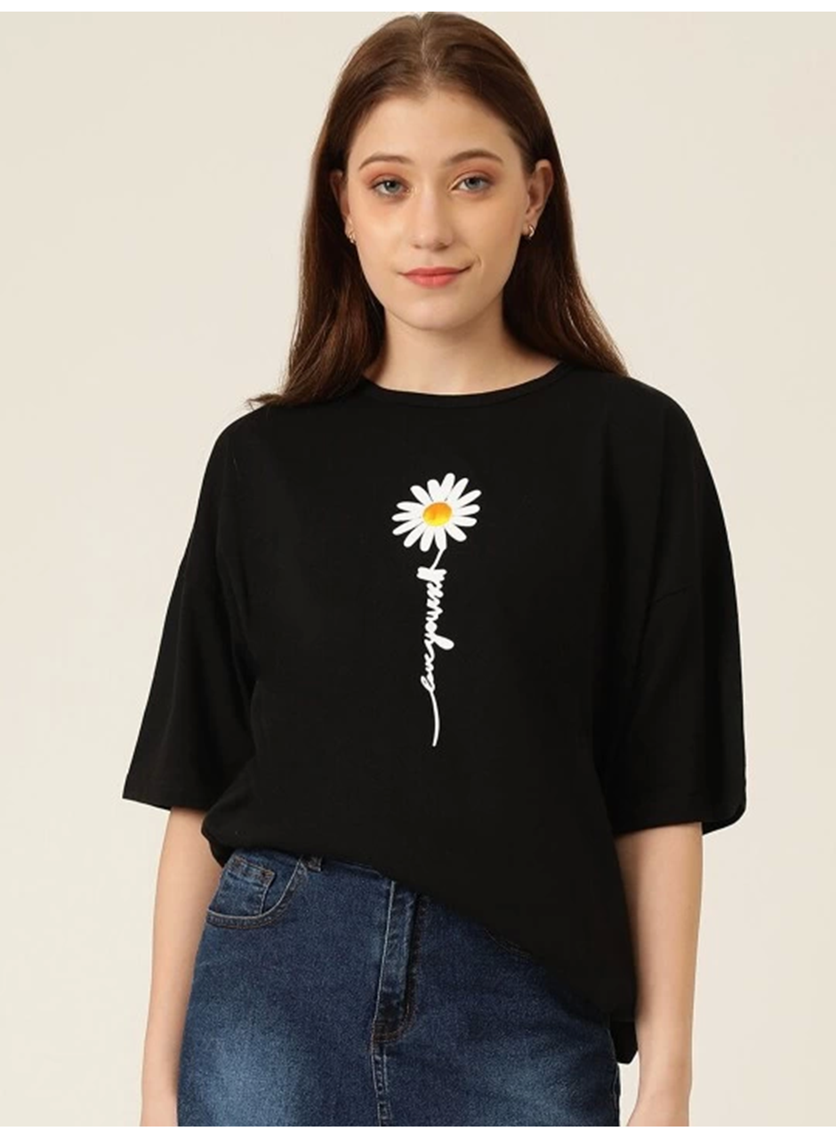 Baskılı T-shirt - Siyah