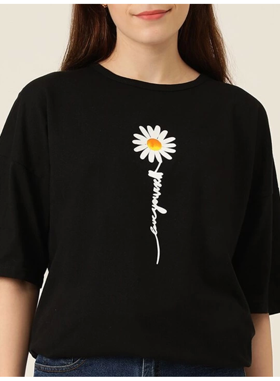 Baskılı T-shirt - Siyah