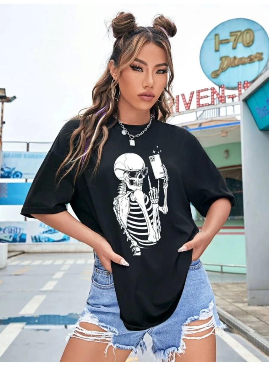 Baskılı T-shirt - Siyah