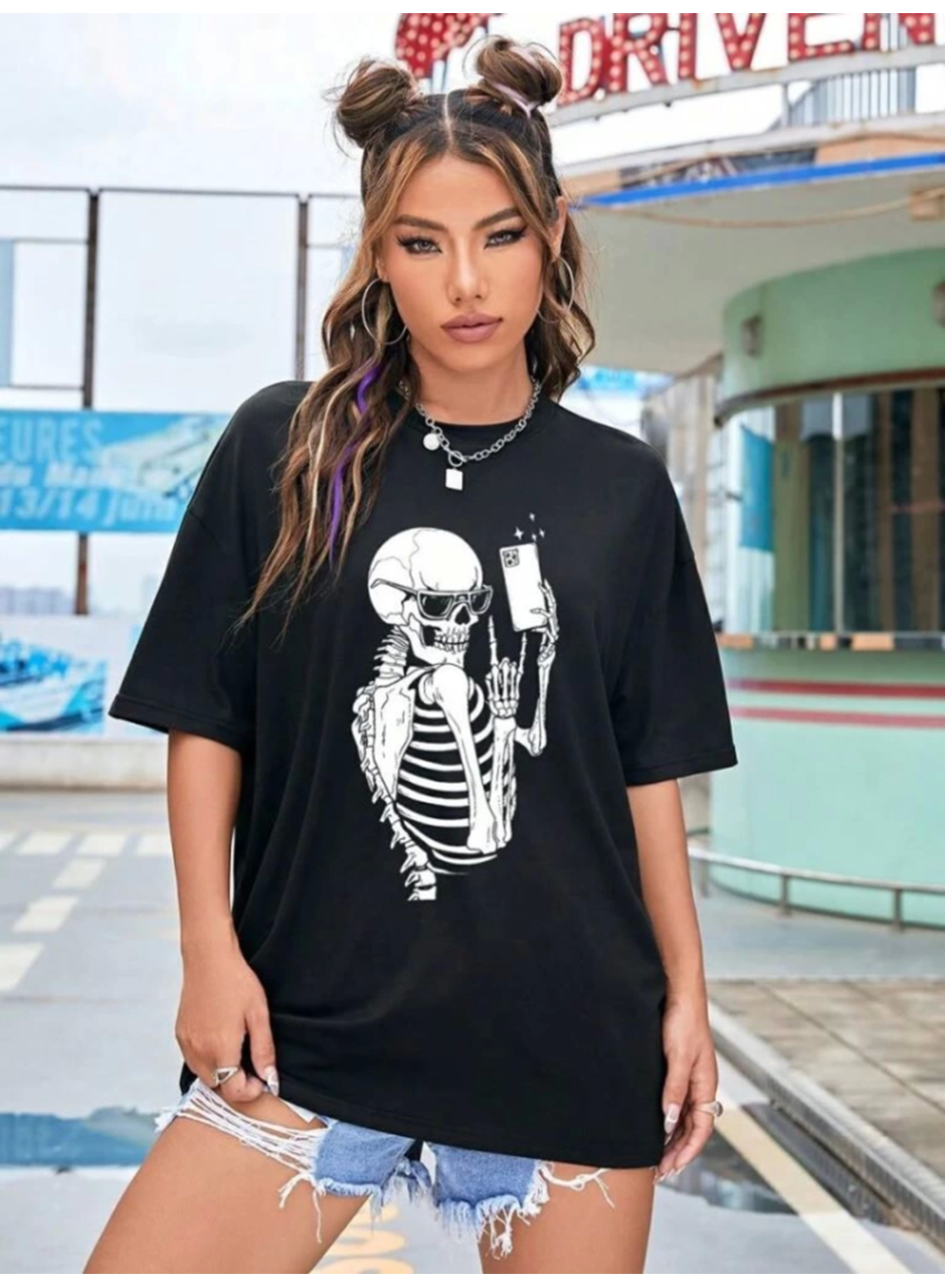 Baskılı T-shirt - Siyah