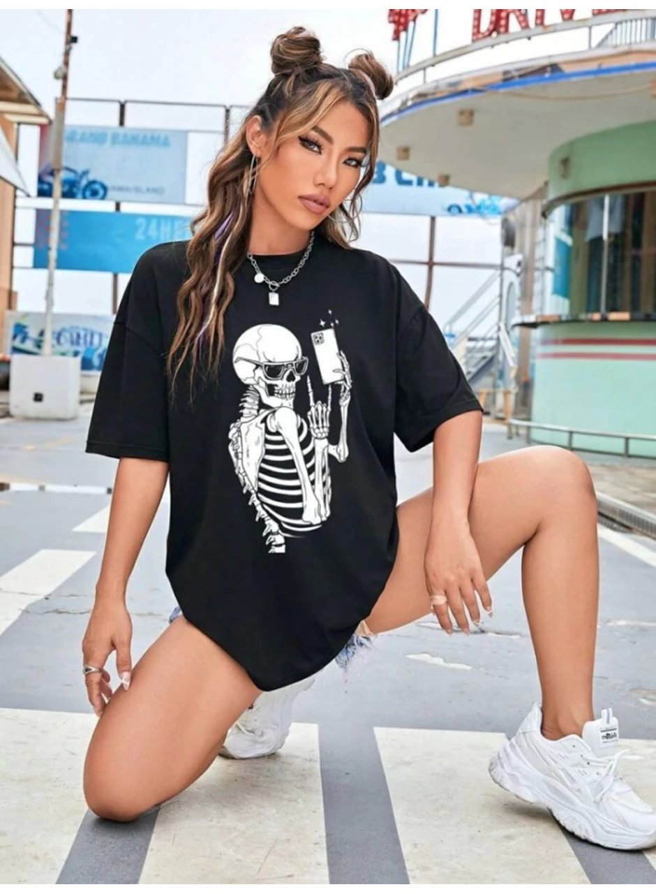 Baskılı T-shirt - Siyah