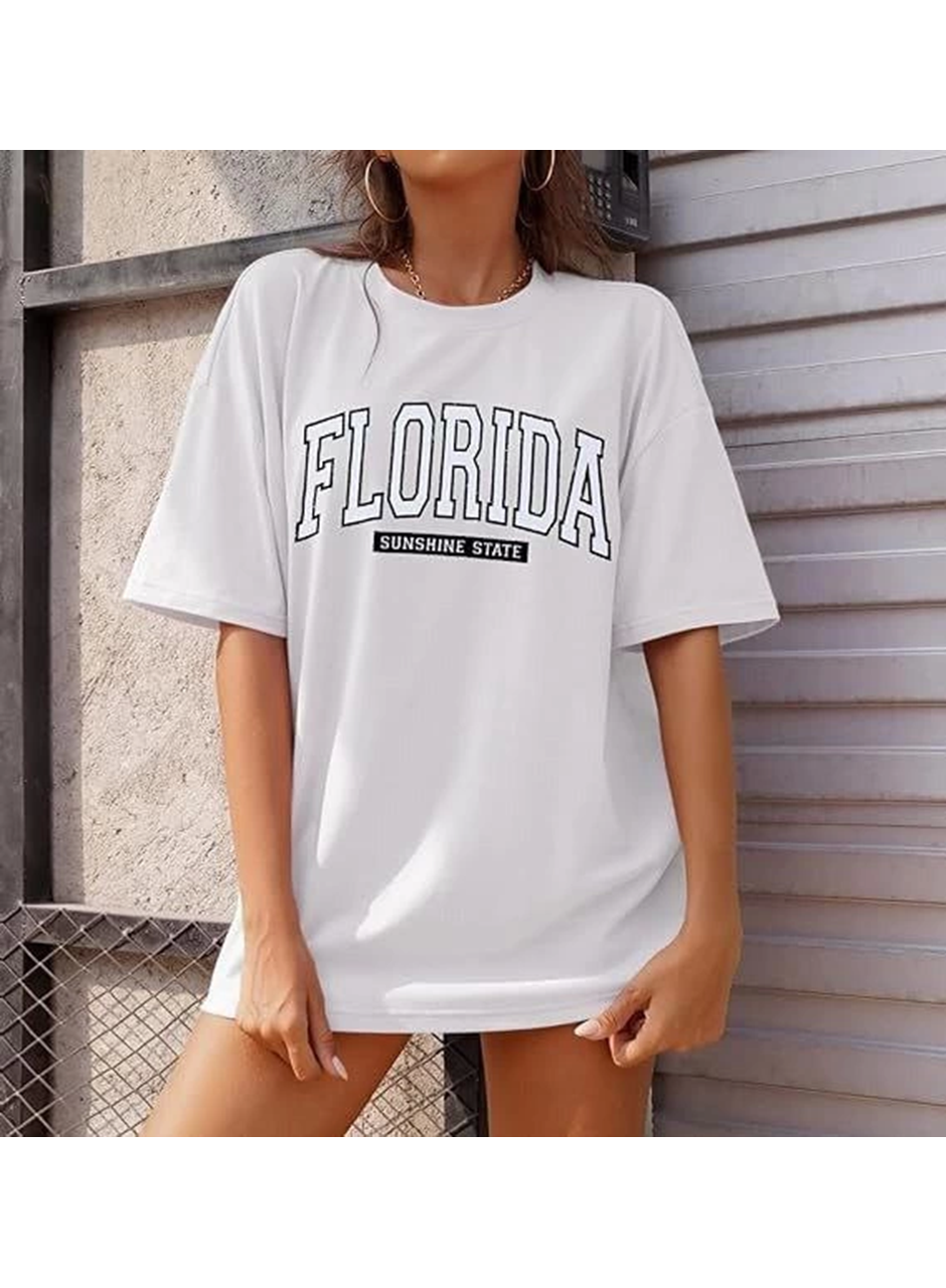 Bisiklet Yaka Baskılı T-shirt - Beyaz