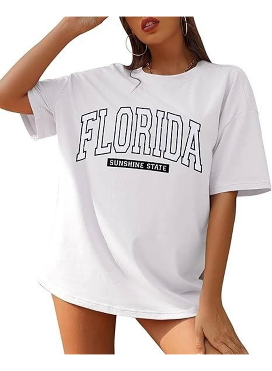 Bisiklet Yaka Baskılı T-shirt - Beyaz