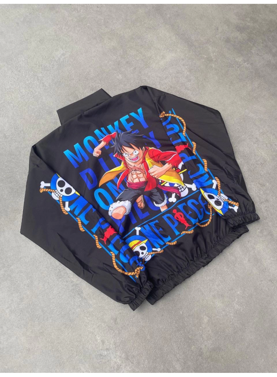 Unisex Fermuarlı Dijital Baskılı Rüzgarlik - Siyah