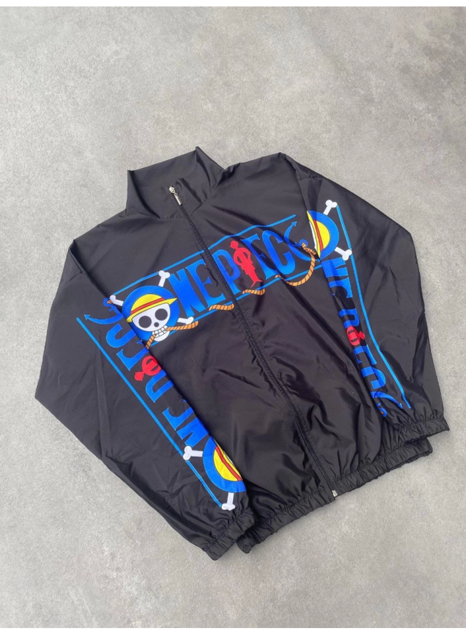 Unisex Fermuarlı Dijital Baskılı Rüzgarlik - Siyah