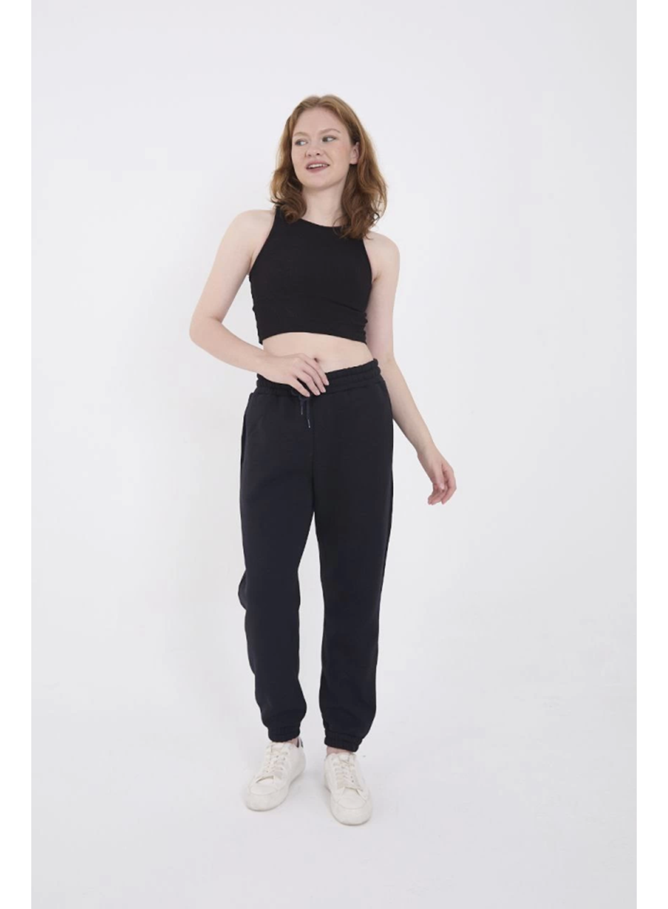 Üç İplik Basic Lastikli Eşofman Pantolon - Lacivert