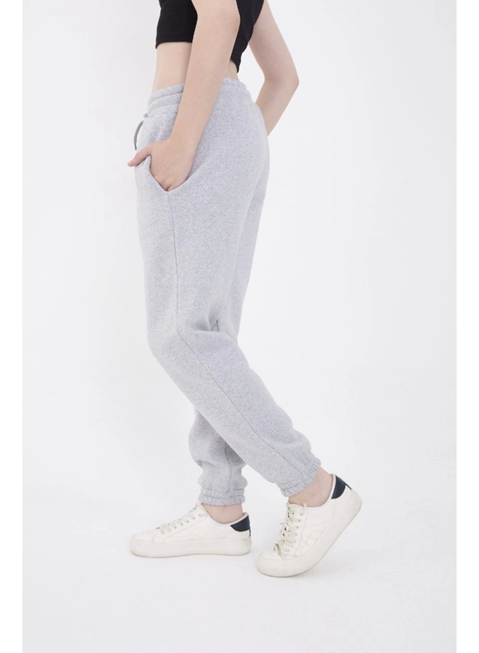 Üç İplik Basic Lastikli Eşofman Pantolon - Gri