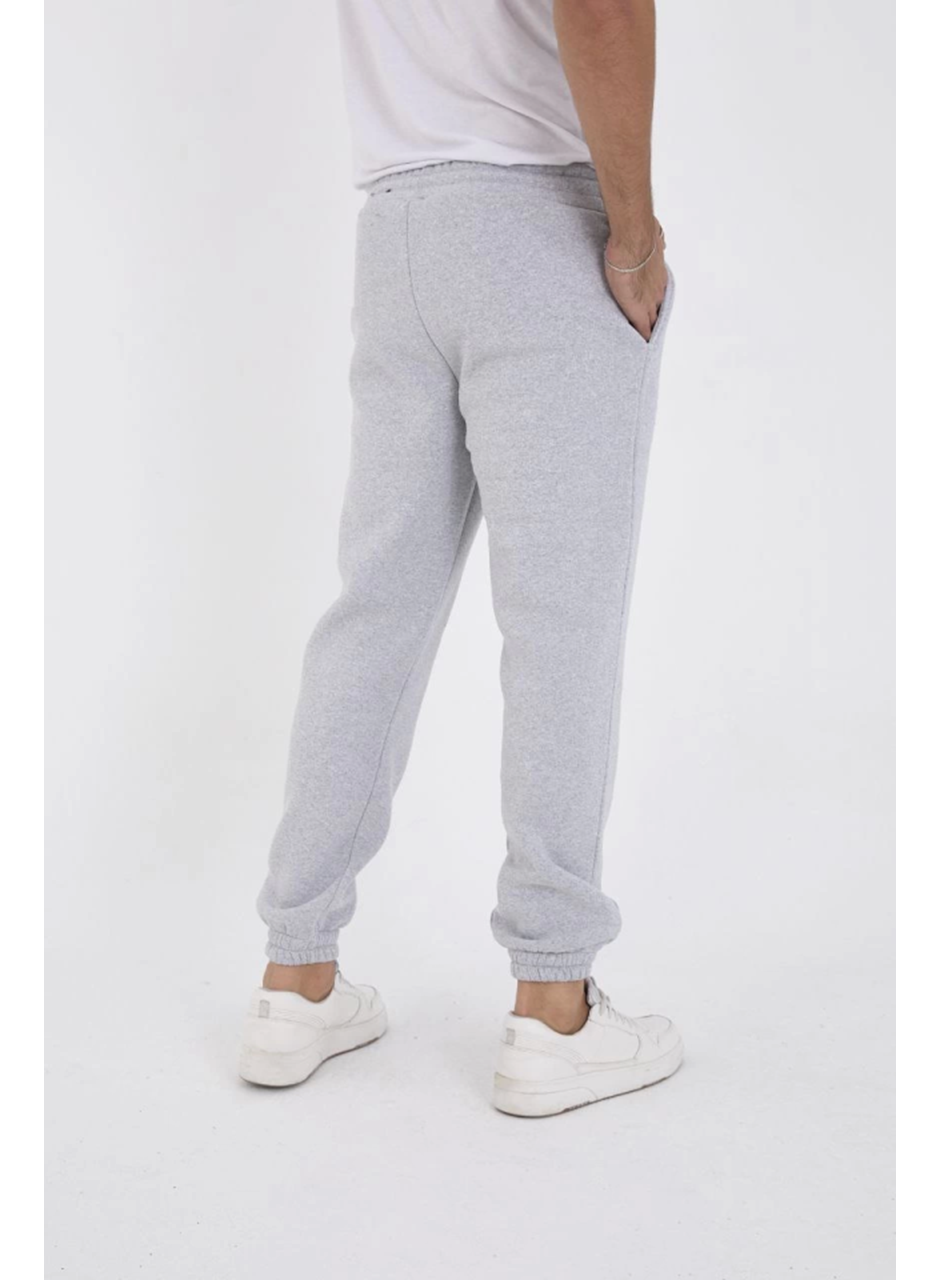 Unisex Kışlık Üç İplik Lastikli Eşofman Pantolon - Gri