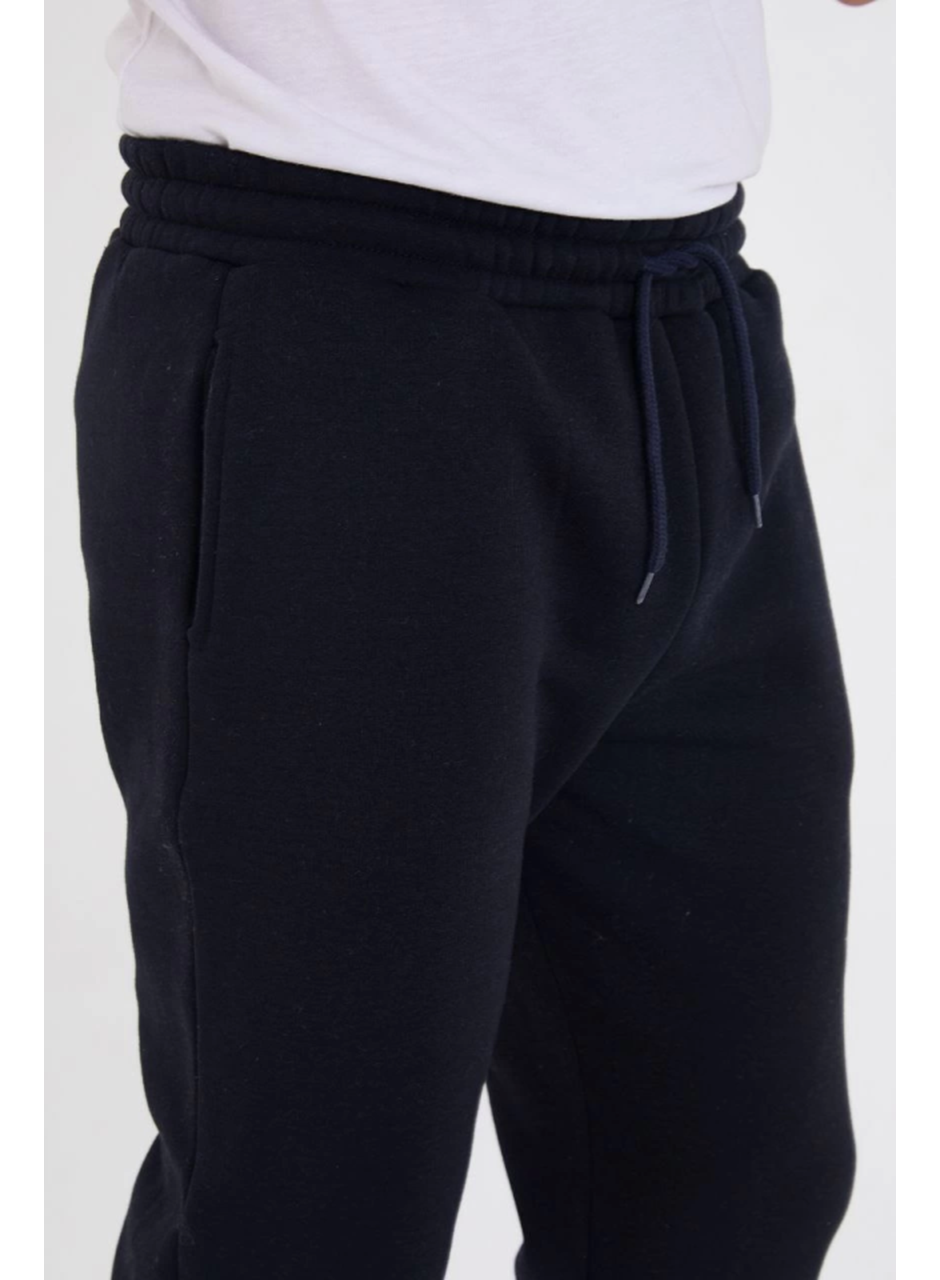 Unisex Kışlık Üç İplik Lastikli Eşofman Pantolon - Lacivert