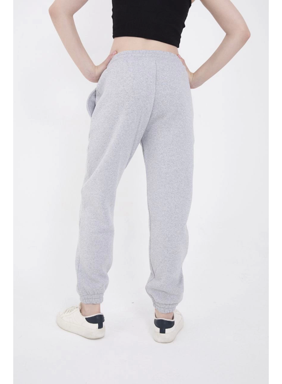 Lastikli Üç İplik Baskılı Eşofman Pantolon - Gri