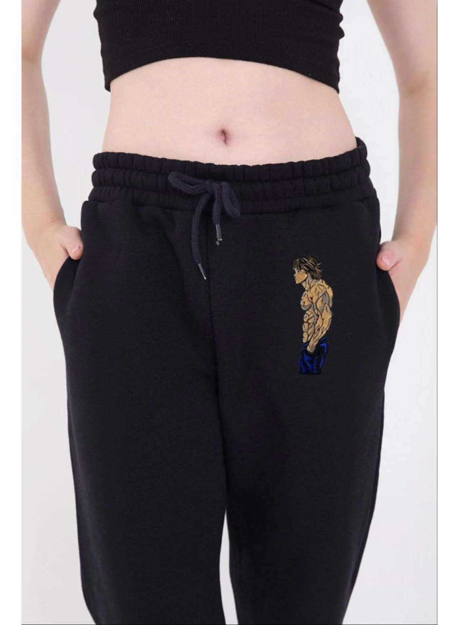 Lastikli Üç İplik Baskılı Eşofman Pantolon - Lacivert