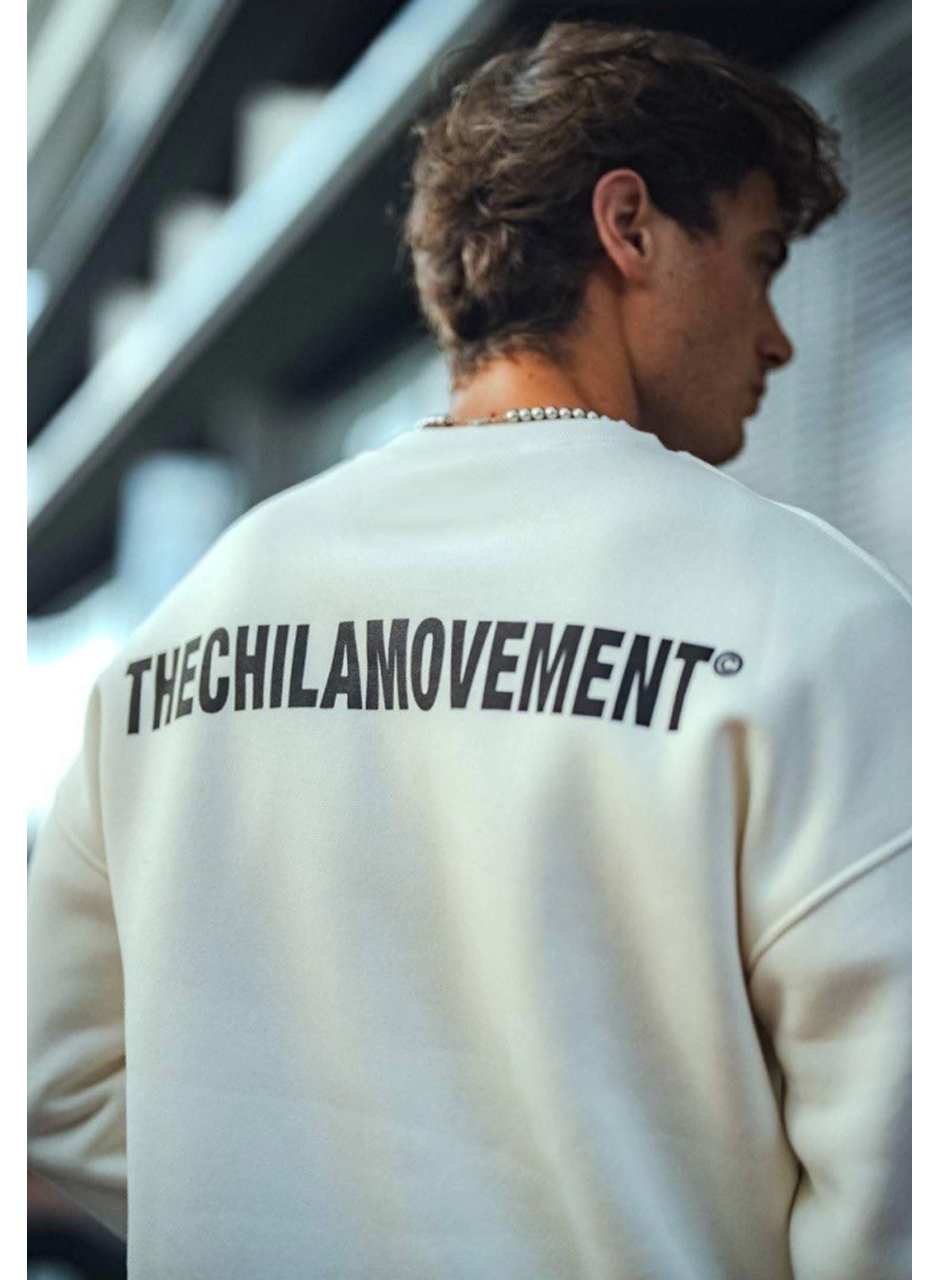 Kışlık Bisiklet Yaka Oversize Baskılı SweatShirt - Beyaz