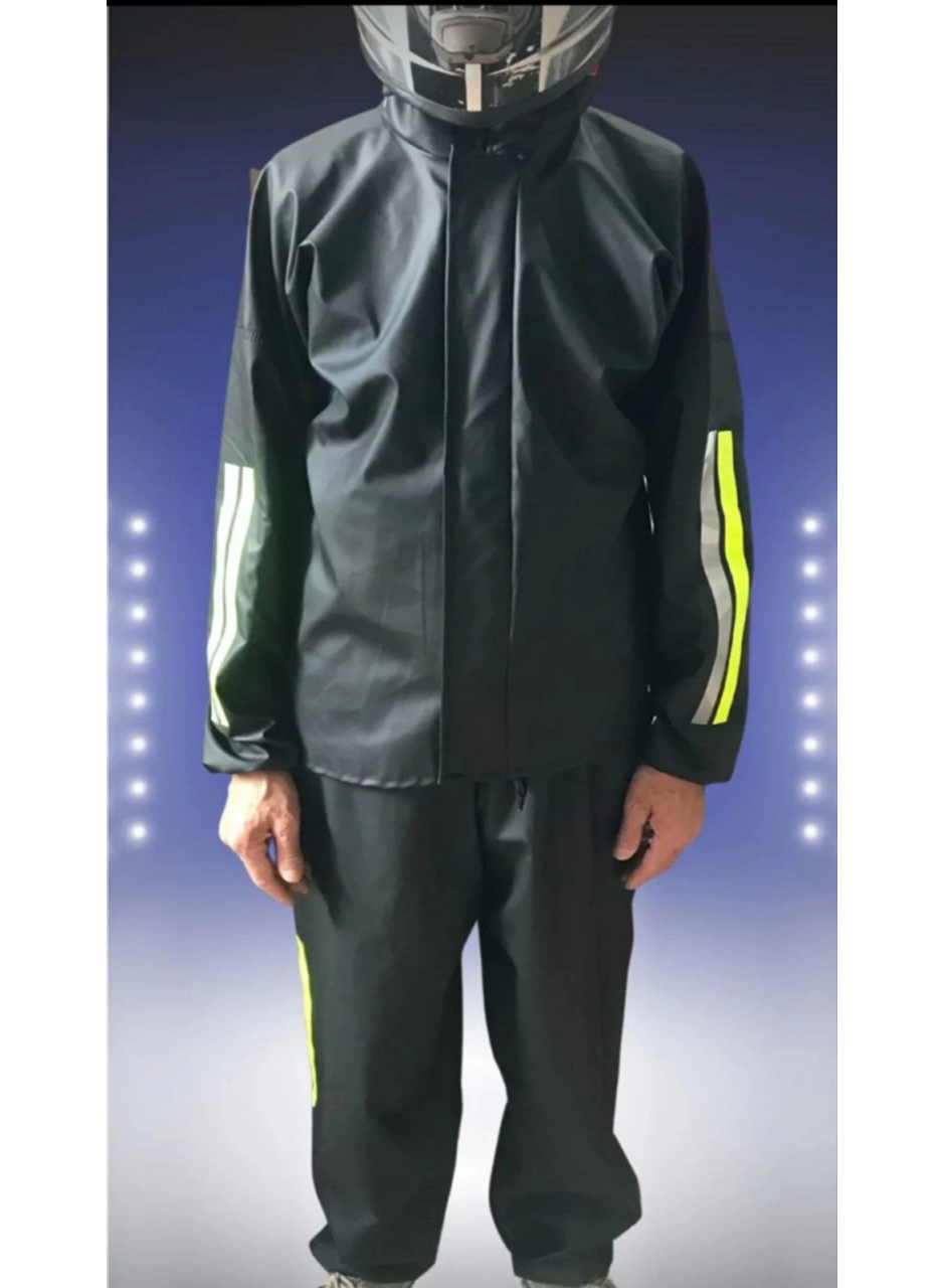 Unisex Tam Kalıp Motorcu Kurye Su Gecirmez Yağmurluk Takım - Siyah