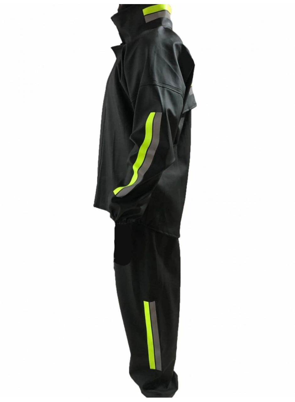 Unisex Tam Kalıp Motorcu Kurye Su Gecirmez Yağmurluk Takım - Siyah