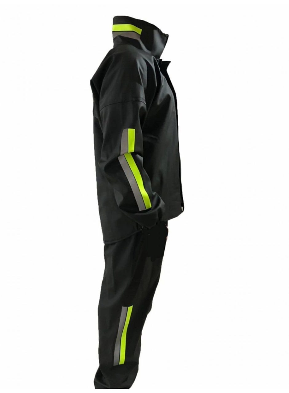 Unisex Tam Kalıp Motorcu Kurye Su Gecirmez Yağmurluk Takım - Siyah
