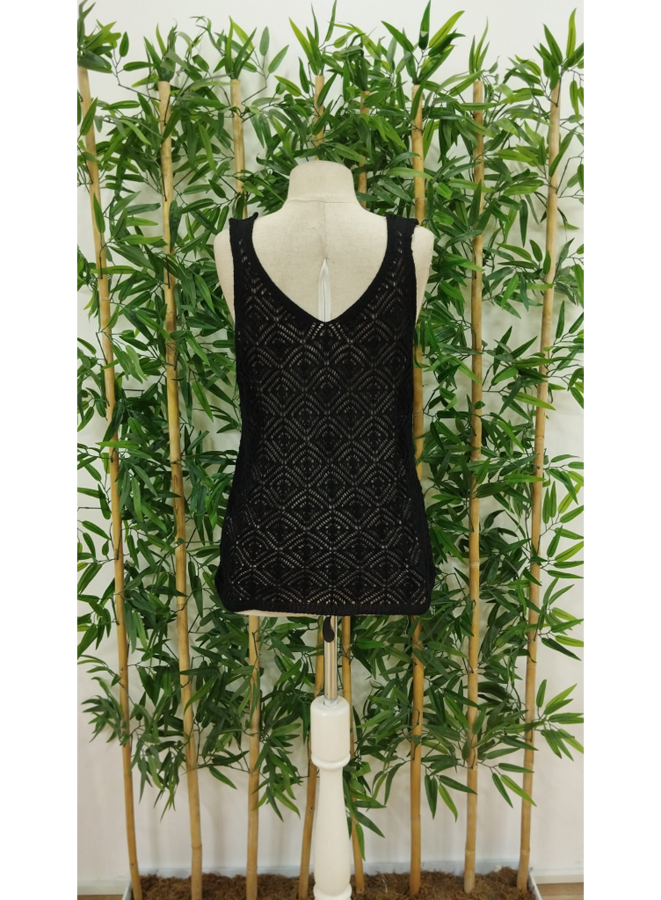 Kadın Baklava Desen Detaylı Kalın Askılı Triko Bluz